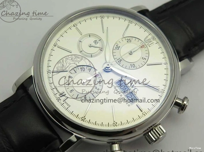 MIROTIME 0123 Portofino IW391001 SS ZK 1:1 Best Edition White Dial Silver Markers on Black Leather Strap A RelaxedFit 7139